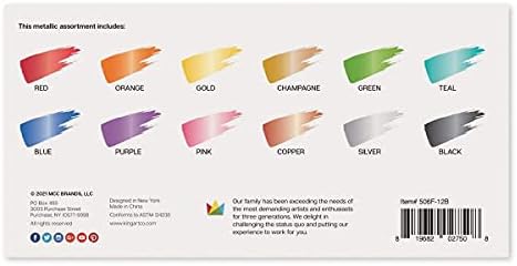 Kingart® Studio Akrilni obrtna boja, boca od 60ml, set od 12 metalnih boja