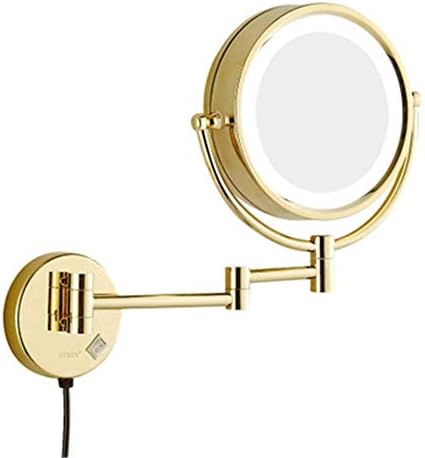 Lianxiao-okretno preklopno ogledalo za kupatilo sa LED osvetljenjem normalno + 3x uvećanje dvostrano proširivo kozmetičko toaletno ogledalo