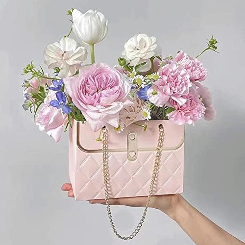 4pcs cvjetni papir papir cvjetni poklon torbe s metalnim lančanim buketom za pohranu kante prijenosne torbe za pakovanje buketa za vjenčani majčin dan