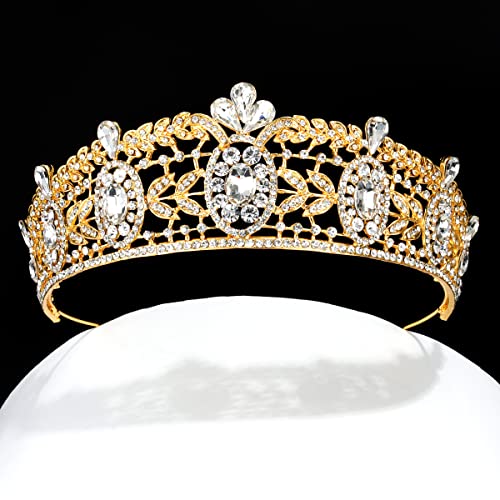 Vovii Birthday Crowns for Women Diamond Multi-Crystal Luxury European Baroque Alloy Bridal Gold Crown