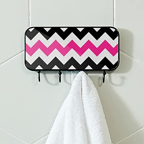Držač ručnika Zidni nosač ručnika kupatilo dekor ogrtač ogrtač odjeća ružičasta crna bijela zigzag