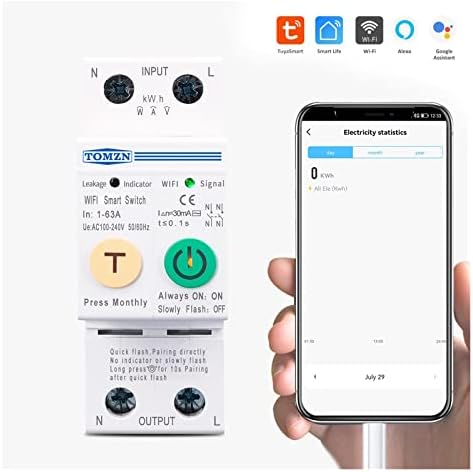 JUNNIU 63A SmartLife jednofazni WiFi Smart prekidač Energy brojilo kWh mjerni nadzor prekidača TIMER