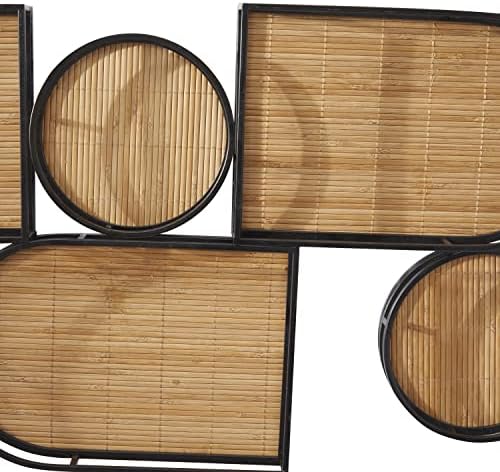 Novogratz bambusovo geometrijski oblici zidni dekor sa metalnim žicama okvira, 37 x 2 x 17 , smeđa