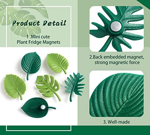 12kom magneti za frižider za biljke, Mini slatki magneti za frižider sa tropskim listovima, slatki magneti za magnetne ploče dekor frižidera za kućnu kancelariju