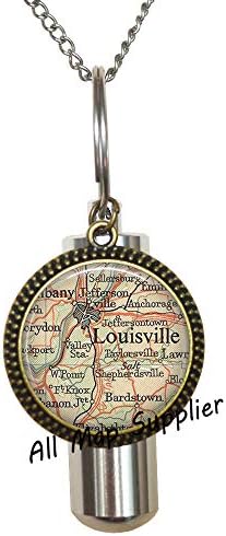 AllMapsupplier modna kremacija urna ogrlica, Louisville, Kentucky Karta Urn, Louisville Map kremacija