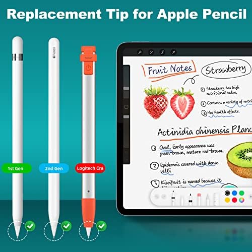 Nadograđeni Savjeti za olovke kompatibilni sa Apple Pencil 1st/2nd generacija & amp; Logitech Crayon, olovka poput 0.78 mm duži savjeti bez trošenja Fine Point precizne kontrole Apple Pencil Savjeti-Bijelo 6 pakovanje