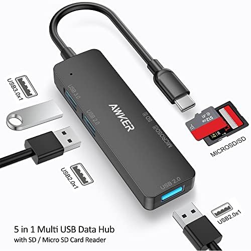 Awker USB C Hub, 5 u 1 USB Tip C HUB Adapter, 1 USB 3.0 Port/2 USB 2.0 porta i čitač SD/TF kartica