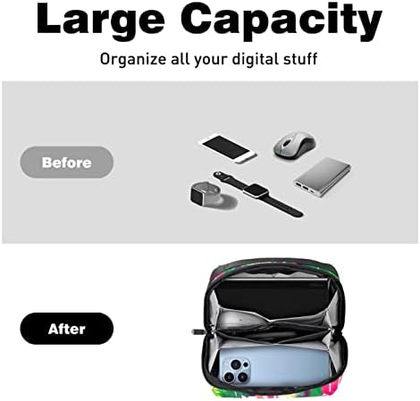 Green Leaf Tropical Electronics Organizer, torba za čuvanje kablova vodootporna za putovanja kući, torbica za elektronsku dodatnu opremu za punjenje miš USB SD kartica Hard diskovi