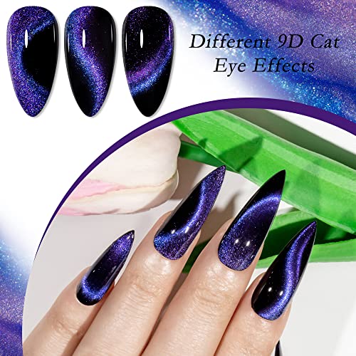 SUPWEE 10ml Blue Purple Cat Eye Top Coat Gel lak 2-u-1 9D wide Cat Eye Gel lak i gornji sloj Gel gel za nokte manikir za nokte salon za nokte komplet za upijanje UV gela nema potrebe za gornjim premazom