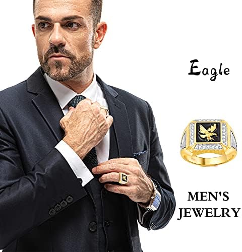 Dohaooe muški prsten od 14k zlatnog orla kubni cirkonij prsten američkog orla