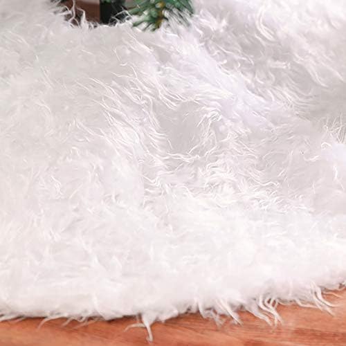 122cm Faux krzno božićno suknje Bijela Xmas suknja od drveća, soft božićne stablo Osnovne ukrase