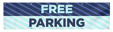 CGsignLab | Besplatni parking -Sripes plavi teški vanjski vinilni baner | 8'x2 '