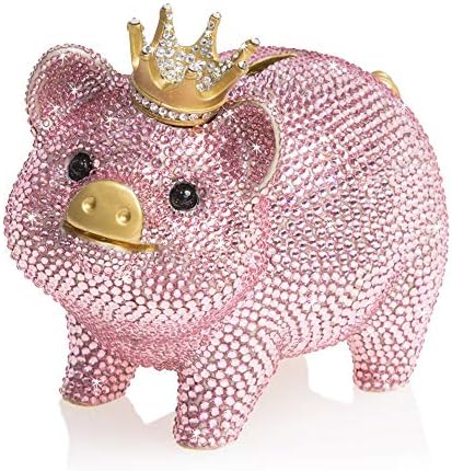 Jay Strongwater Gatsby - Swarovski Crystal Encrusted Pave Pink Piggy Bank - Limited Edition SDH6653-206