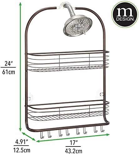 Mdesign Extra široko viseći tuš CADDY Organizator za pohranu, metalna žičana kupaonica Organizacija sa