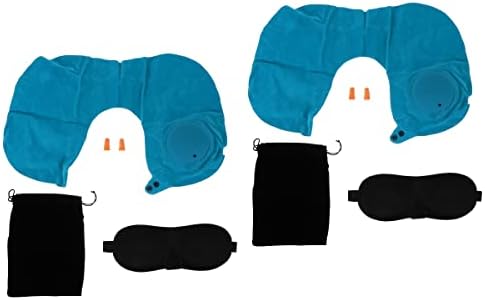 Jastuci od zrakoplova na napuhavanje 2 set u obliku putni jastuk za pranje jastučnice za pranje jastuci za glavu i vrat jastuci za glavu sa vrećicom za pohranu za automobilski vlak jastuk za auto sjedala