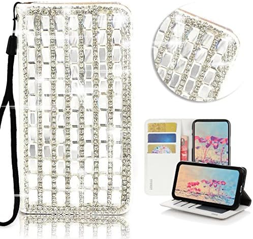 STENES OnePlus 6 Case-Stylish - 3D Handmade Bling Crystal Pearl Lattice Flowers Magnetic Wallet Slotovi