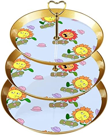 Cvijet troslojni stalak za torte voćna ploča za deserte kolači bomboni voće stalak za švedski sto za tanjir