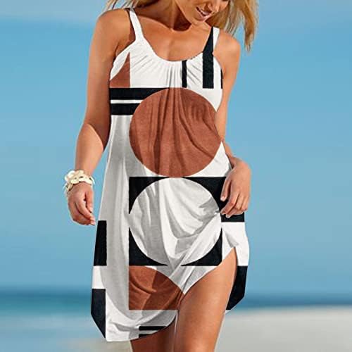 Ženska ljetna haljina 2023 Modni ispisani bez rukava bez rukava seksi seksi suvremene haljine za plažu