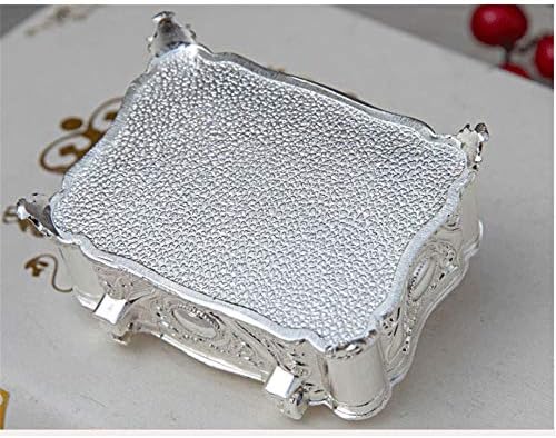 Dekika Mini izvrsava kutija za odlaganje nakita, kutija za sitnicu, vintage nakit, legure srebrne kvadratne kutije za male prstena