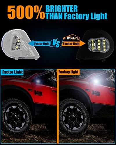 FANHAY automobilska svjetla za lokve, 6000k svjetla za ogledalo za vuču kompatibilna sa Dodge Ram