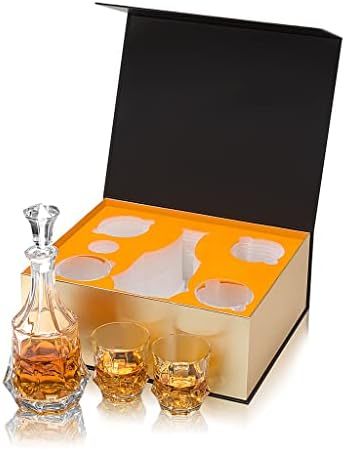 Friendlyss set dekantera za viski od 4 kristalne čaše u poklon kutiji, ručno rađena flaša pića