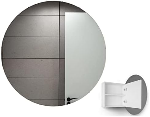 Bddie okrugli ormar, ormar za ogledalo u kupaonici, zidno ogledalo sa stalkom za odlaganje, površinski ili ravni nosač, rotirajuća instalacija za 180°