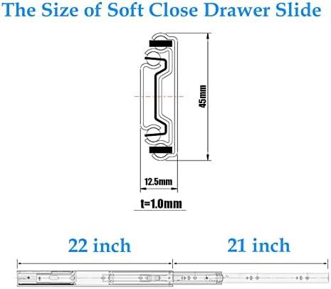 VAPSINT 2 para 22 inča meke Close ladica slajdovi 3-sekcija puna proširenje ladica Slide, 110