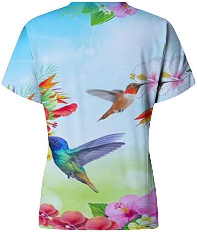 Ženska cvjetna tiskana tee vrhova ljeto labave fit fit kratkih rukava kratkih rukava Crewneck grafički bluze pulover za dame