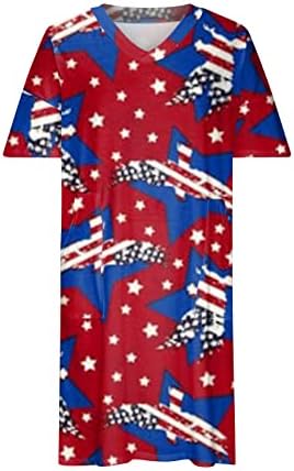 Haljine na plaži za Dan nezavisnosti za žene 2023, Maxi haljine Print V izrez plus veličina