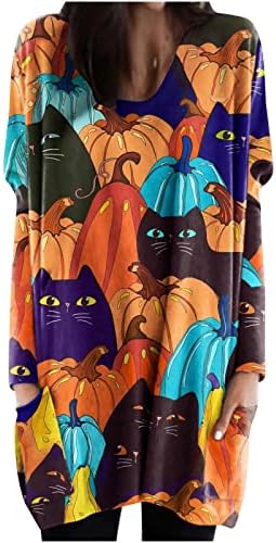 Narhbrg Halloween ženska dukserica Tunts Slatka pucnjava Ghost Cat Bat ispis bluza Ležerna labava majica s dugim rukavima