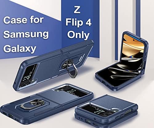 Benbenjaytek za Samsung Galaxy Z Flip 4 futrola sa nosačem prstena za nosač magnetne kartice, dvoslojni poklopac za teške uslove rada vojna zaštita branika, 1 Zaštita sočiva kamere