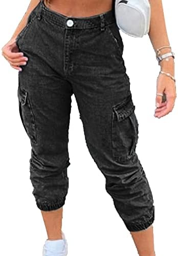 Ženski teretni traperice visokih struka vintage dečko olovke traper hlače Slim Fit isprao joggers jean sa džepovima
