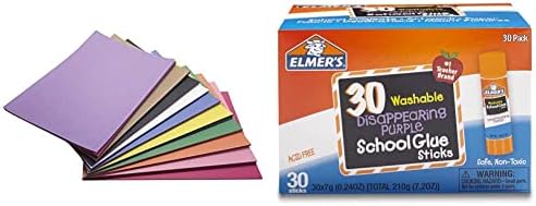 Dječji građevinski papir, 9 x 12 inča, različite boje, 500 listova - 1465886 & Elmer's nestaje ljubičasti ljepši ljepljivi ljepilo, pranje, 7 grama, 30 brojeva
