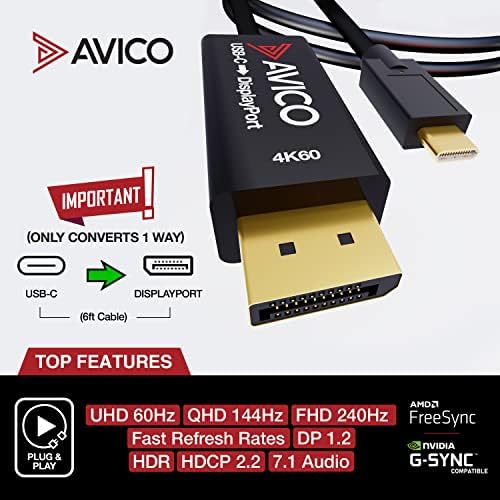 USB C do DisplayPort 1.2 adapter - 4k 60Hz HDR - 2K 144Hz - 1080p 240Hz - Aktivno - za monitore, televizore,