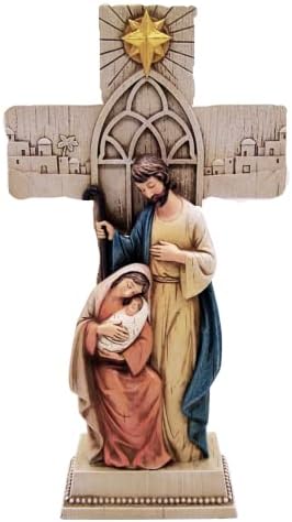 Sveta porodična rođenja križa figurica, samostojeće ukrašavanje stola, dekor za odmor, 12,5 inča
