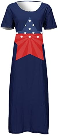 4. jula haljina za žene ljetna Ležerna boemska Maxi haljina SAD Zastava kratki rukav Scoop vrat