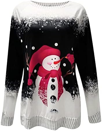 Nokmopo Womens Fall Fashion 2022 Dukseri Ženski pulover Top Snowman Print Casual Sports 3D Print Active Streetwear