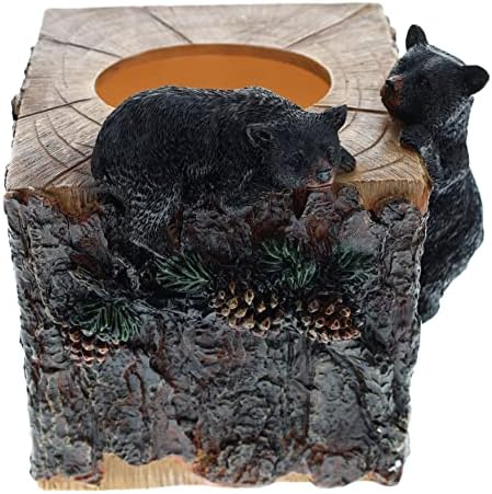 Dekorativni crni medvjed i kvadratni tkivni tkivni tkivni poklopac - akumentiranje pinecone i borove