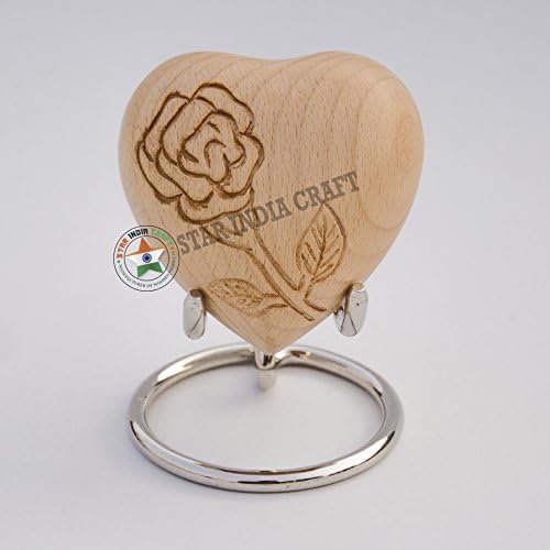 Star India Craft Ruža ručna rezbarena kremacija urna za pepeo, drveni čuvanje urne za ljudski pepeo - mini