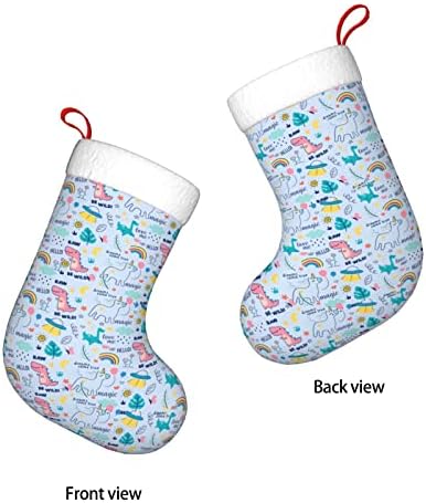 Austenstern Božićne čarape Kawaii jednoroman Dinosaur Dugo dvostrani kamin Viseće čarape