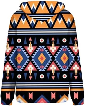 Ženska geometrijska grafička dukserica zapadno etnički aztec Vintage duksevi lagani vitki pulover s dugim
