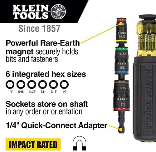 Klein Tools 33736ins izolovani set odvijača, 1000v, 6-dijelni & 32900 udarni drajver, 7-U-1 udarni Flip Socket