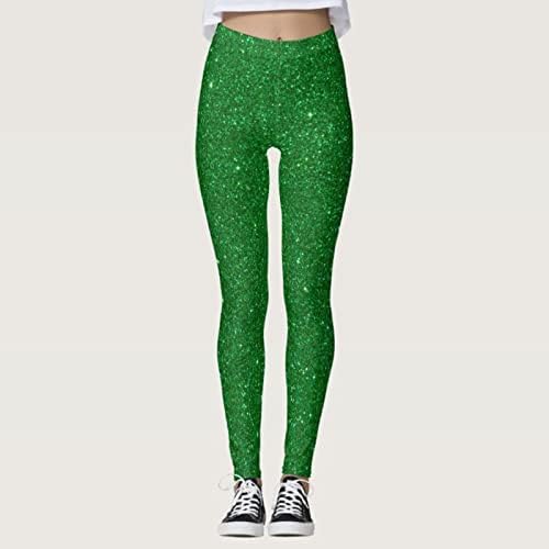 FAMOORE tanke pantalone za jogu Plus Size pantalone helanke za jogu ženske Paddistripes Luck zelene Textu pantalone za jogu