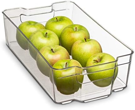 Početna osnove Clear akrilna posuda za skladištenje hrane kanta za frižider sa zamrzivačem ili ostavom, može se slagati sa ručkama. Organizirajte voće, povrće, jogurt, grickalice, tjesteninu, izuzetno velike, 8x 14