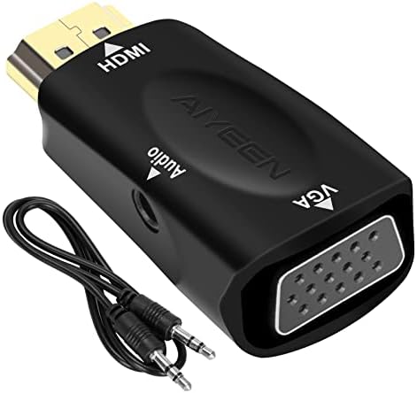 Aiyeen HDMI do VGA adaptera, 1080p HDMI mužjak do VGA ženski adapter sa 3,5 mm audio priključni kabel kompatibilan