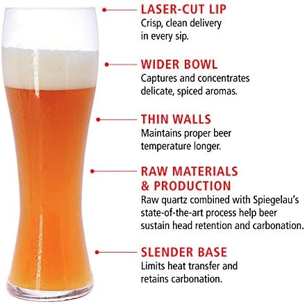 Spiegelau Beer Classics Hefeweizen naočare, Set od 4, kristal bez olova evropske proizvodnje, moderne čaše za pivo, bezbedne za pranje u mašini za sudove, Poklon Set Hefe stakla profesionalnog kvaliteta, 24.7 Oz