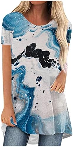 Teen Girls Shirt kratki rukav pamuk Crew vrat Mramor grafički Loose Fit opušteno Fit Casual Top T Shirt