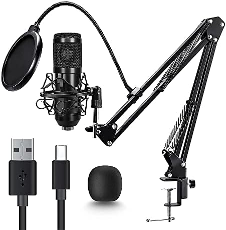 Podcast Microphone Professional 192kHz/24bit USB kondenzator Cardioid PC MIC, snimci za YouTube, Streaming, igranje, snimanje muzike, glas preko, snimanje studija/Doma