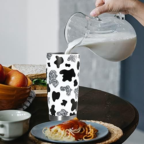 Čaša za kravlji Print sa poklopcem i slamkom, slatki pokloni za krave za žene ljubitelji krava, šolja