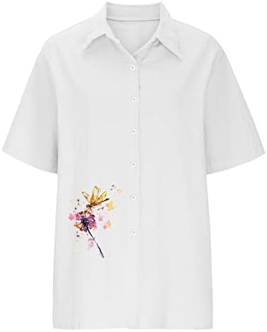 2023 ljetne majice za žene pamučne platnene vrhove slatki leptir grafički kratki rukav tunike Tees labave